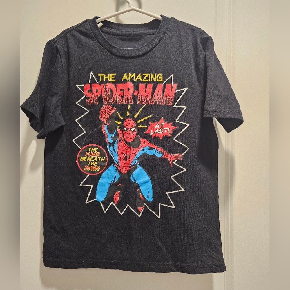 Kid's sz XS 6/7 Marvel Amazing Spider-Man Black Graphic Tee Shirt Mad Engine